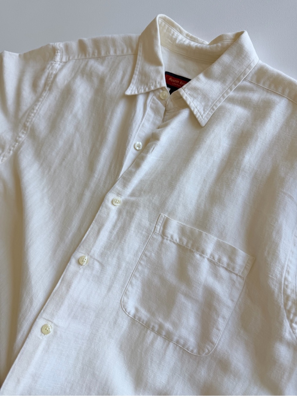 Austin Reed Linen Cotton White Button Up Shirt Coastal Grandpa Core L